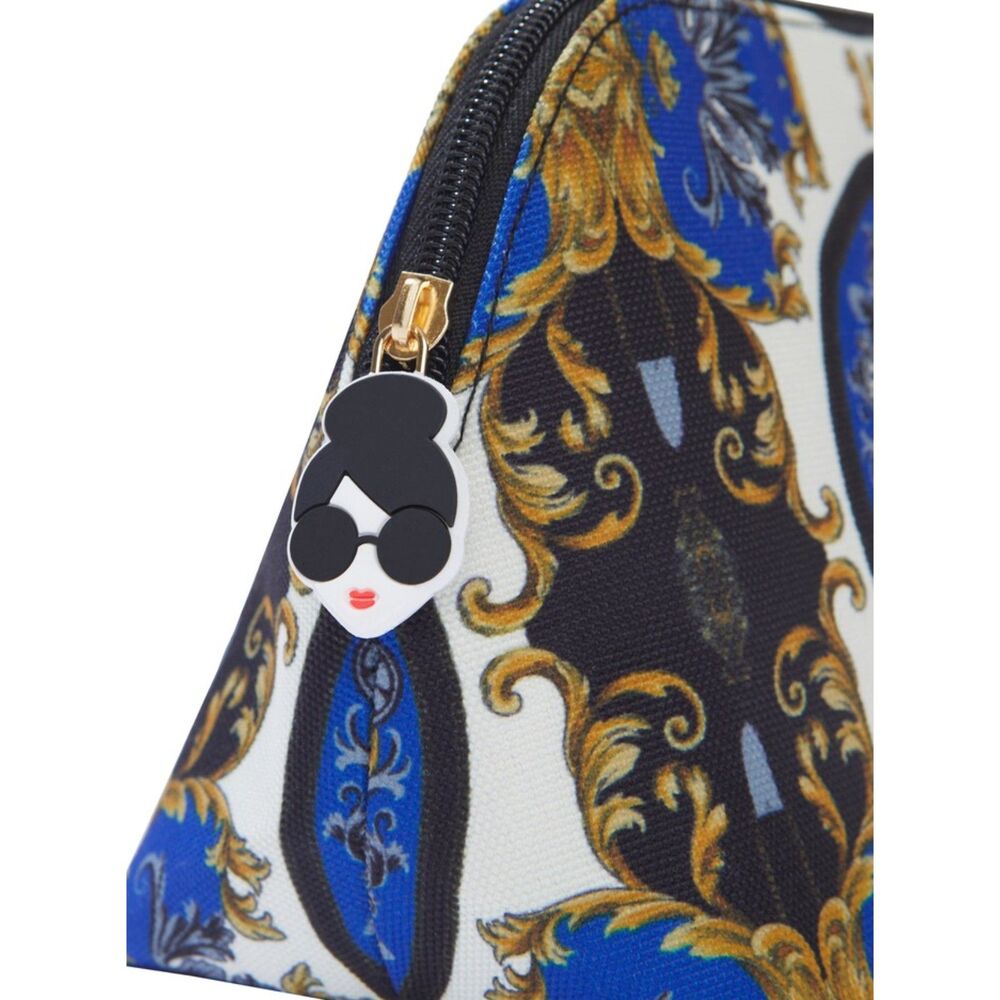 NWT Alice + Olivia A+O X FABFITFUN Pencil Pouch in Regal Romance Sapphire - Picture 3 of 8